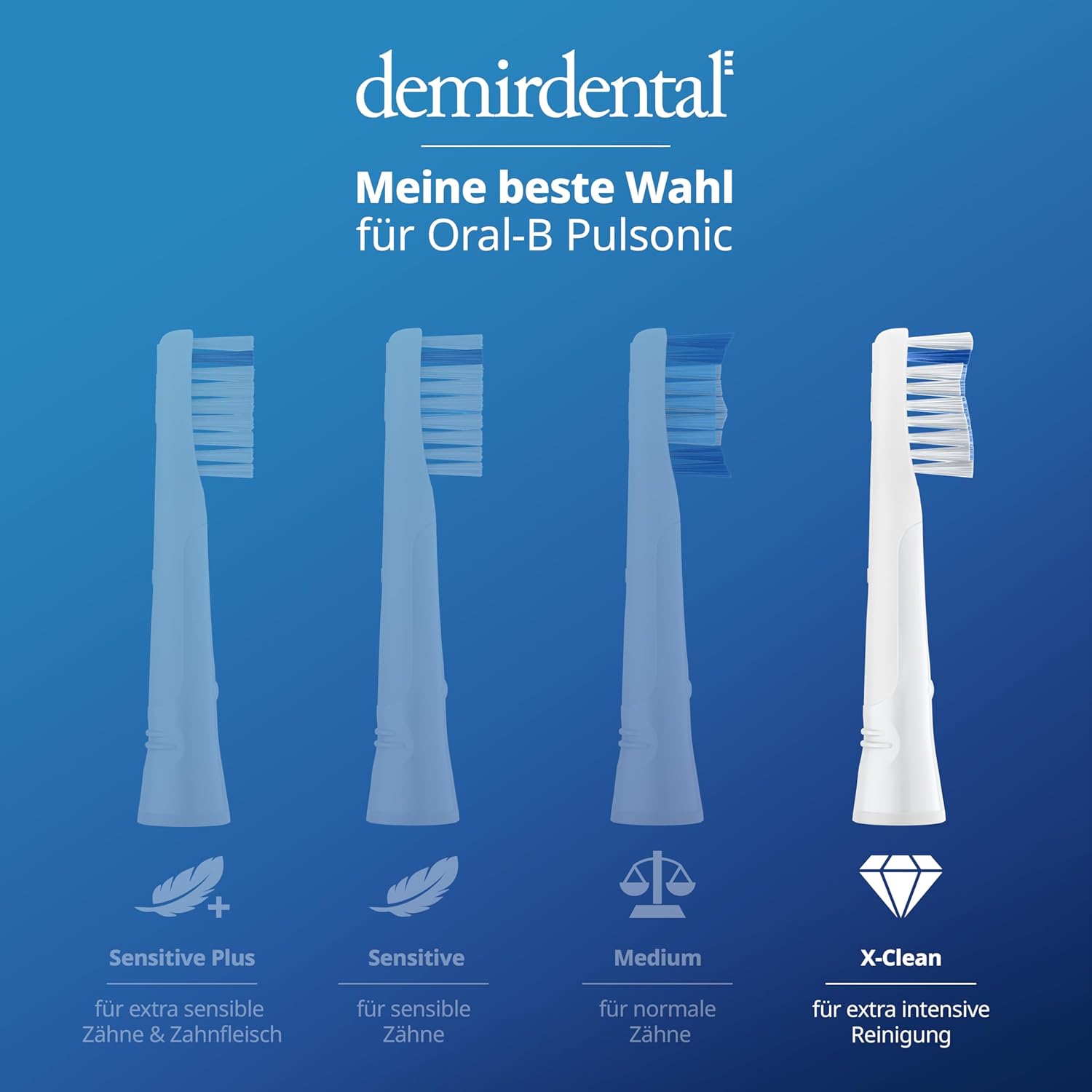 Harte Extra Clean Aufsteckbürsten für Oral-B Pulsonic & Oral B Pulsonic Slim | Luxe | Clean
