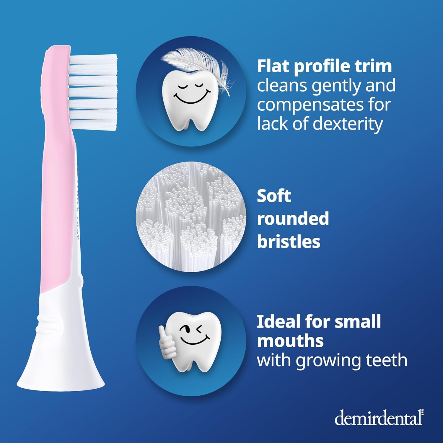 Testine di Ricambio per bambini per Philips Sonicare Kids | da 3 anni | Rosa | 3 pcs