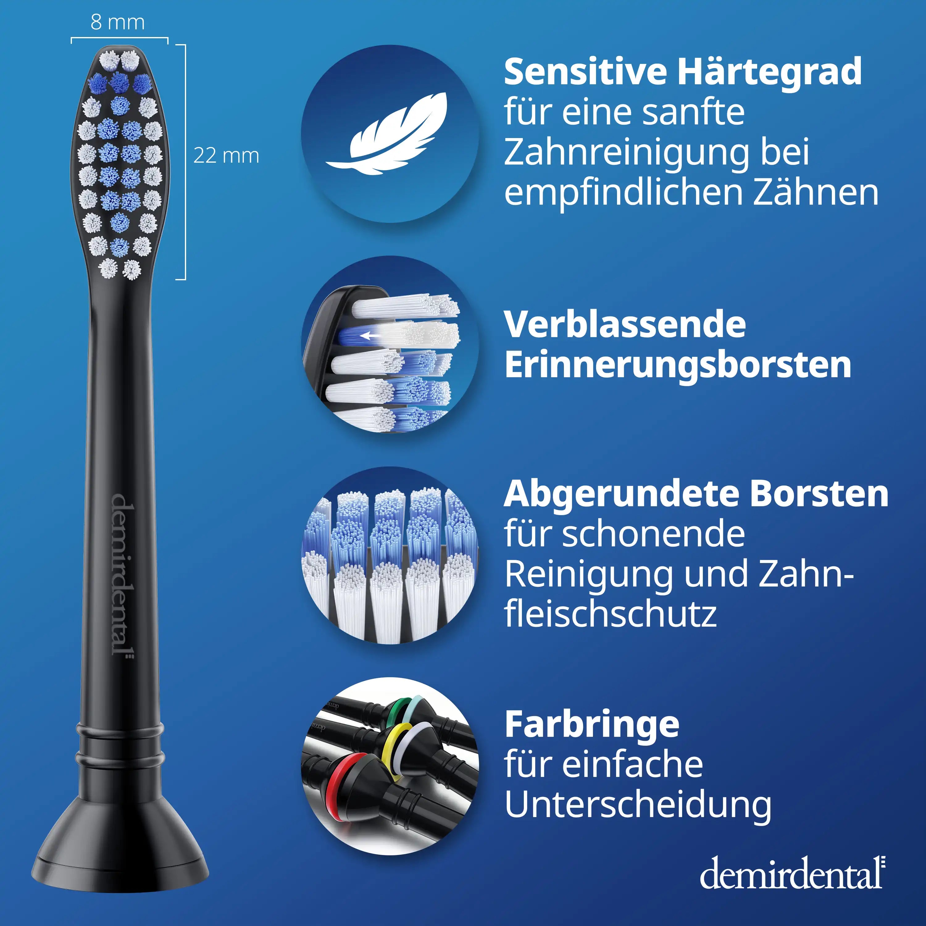 Testine di ricambio Sensibile per Philips Sonicare | Nero