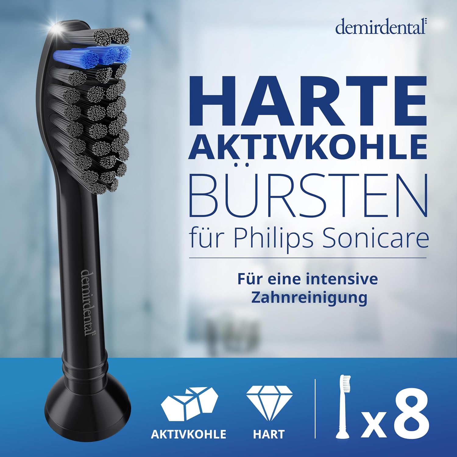 Testine di ricambio dure con Carbone Attivo per Philips Sonicare | Nero