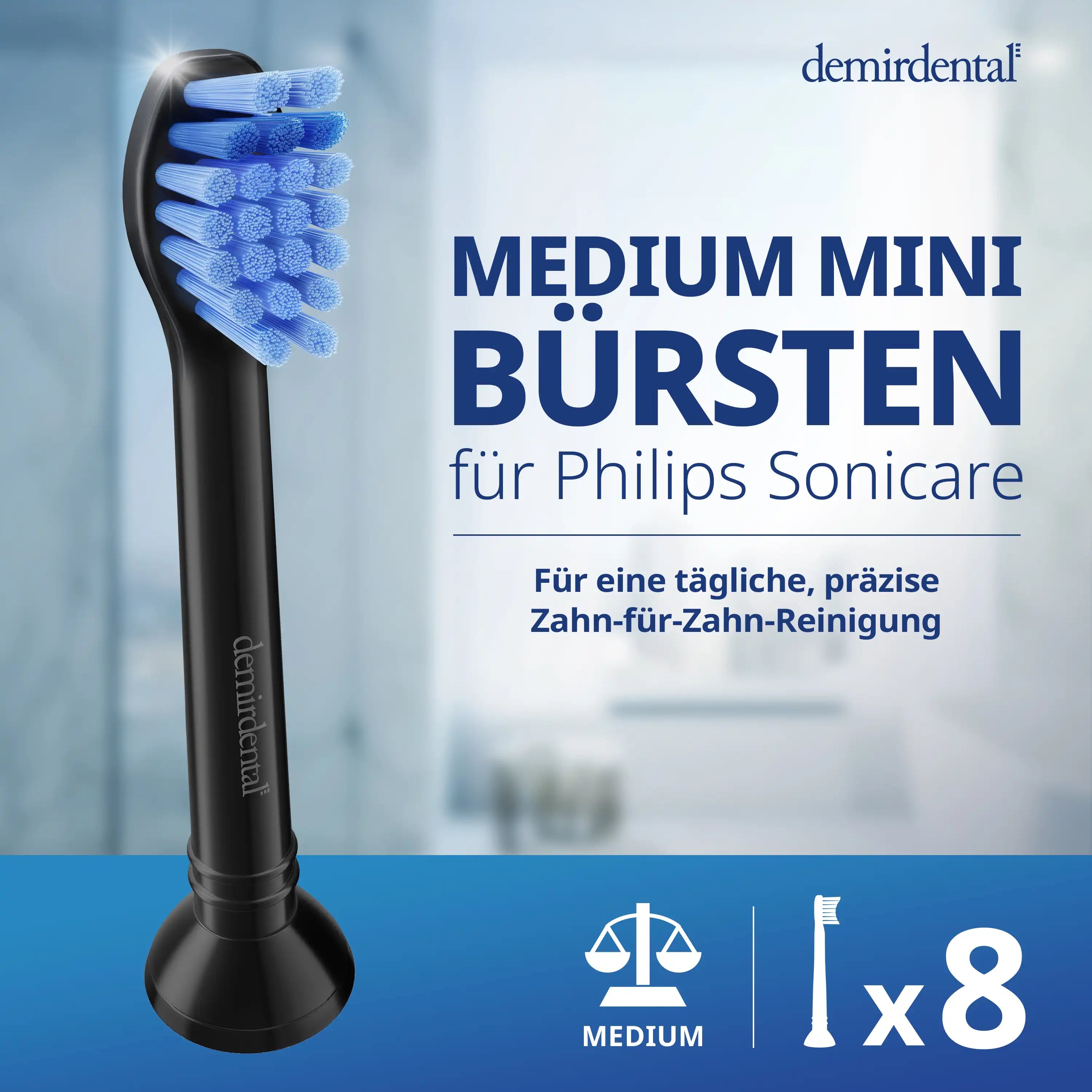 Mini Testine di ricambio Medio per Philips Sonicare | Nero