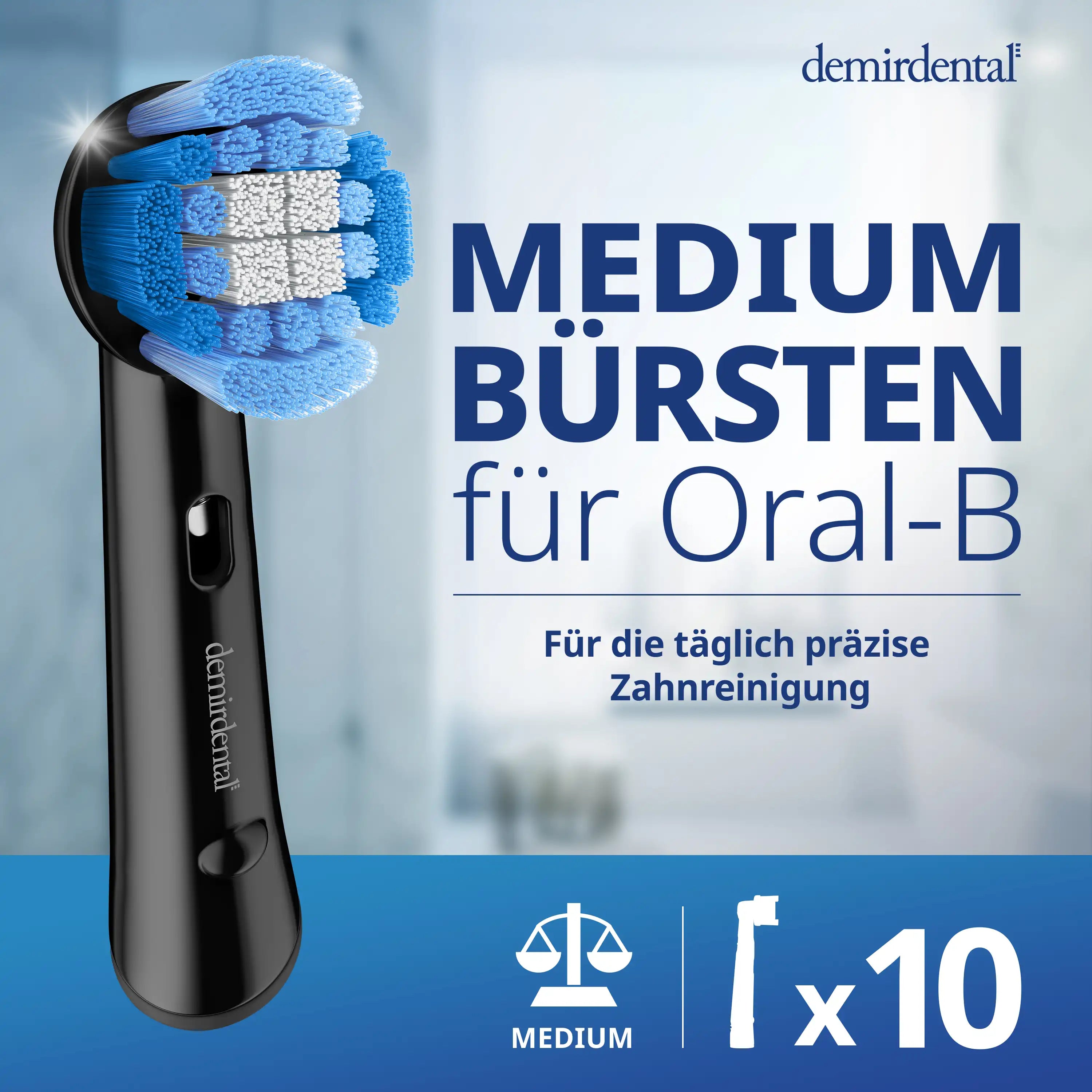Medium Aufsteckbürsten für Oral-B Rundköpfe rotierend | Schwarz