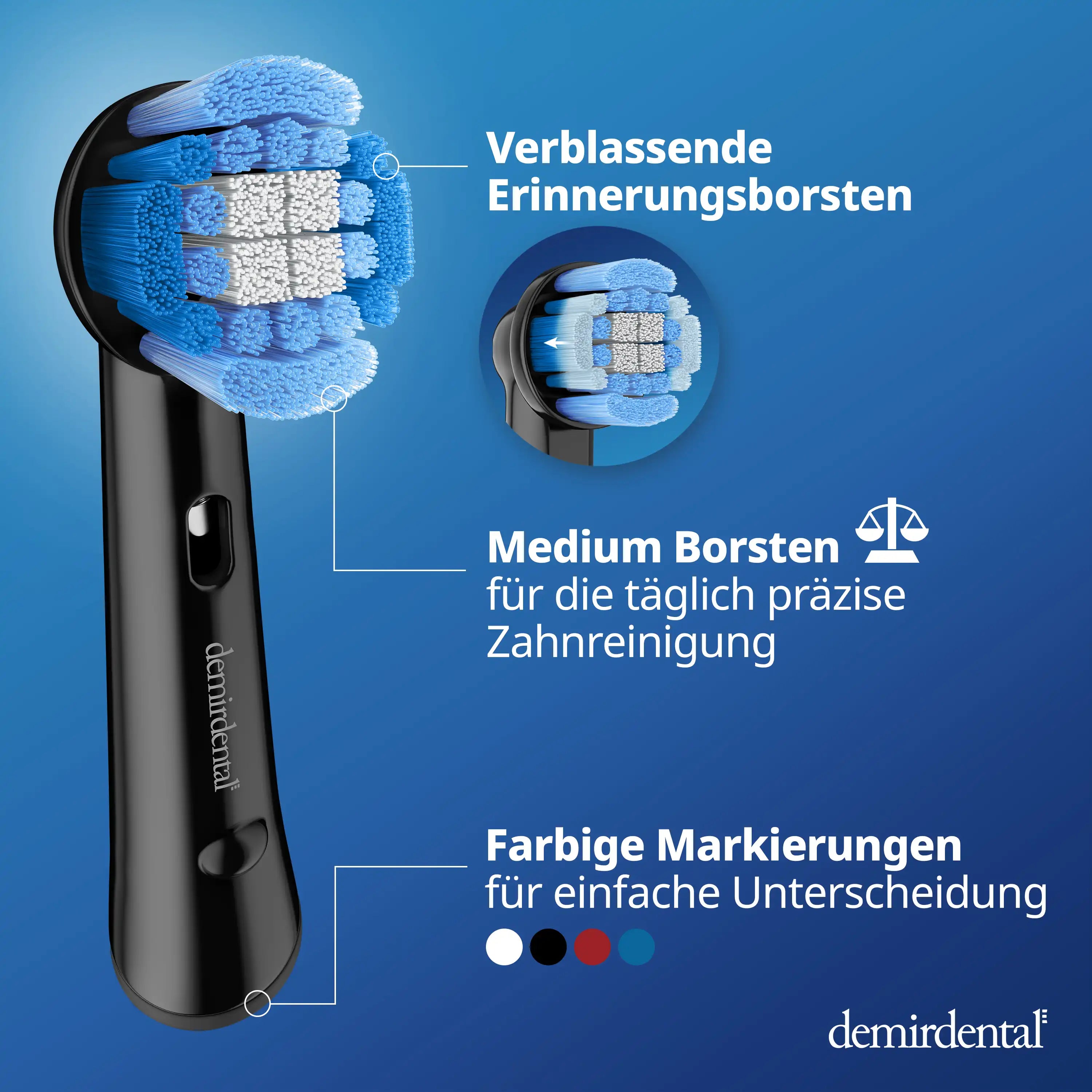 Medium Aufsteckbürsten für Oral-B Rundköpfe rotierend | Schwarz