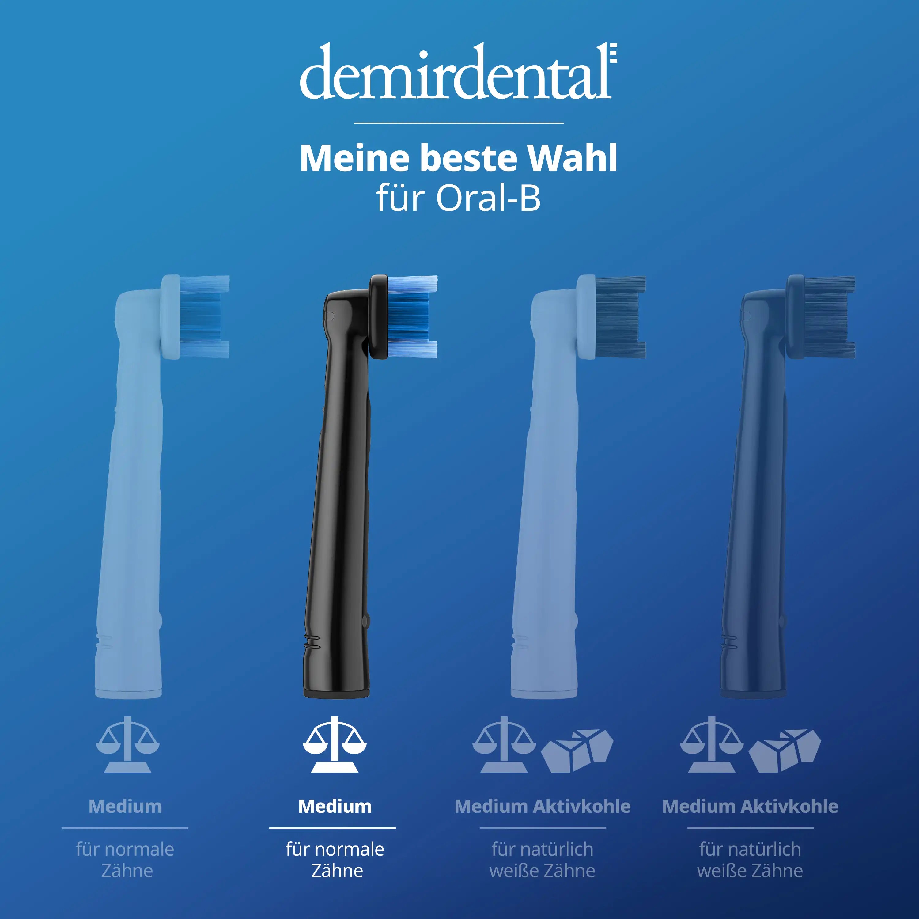 Medium Aufsteckbürsten für Oral-B Rundköpfe rotierend | Schwarz