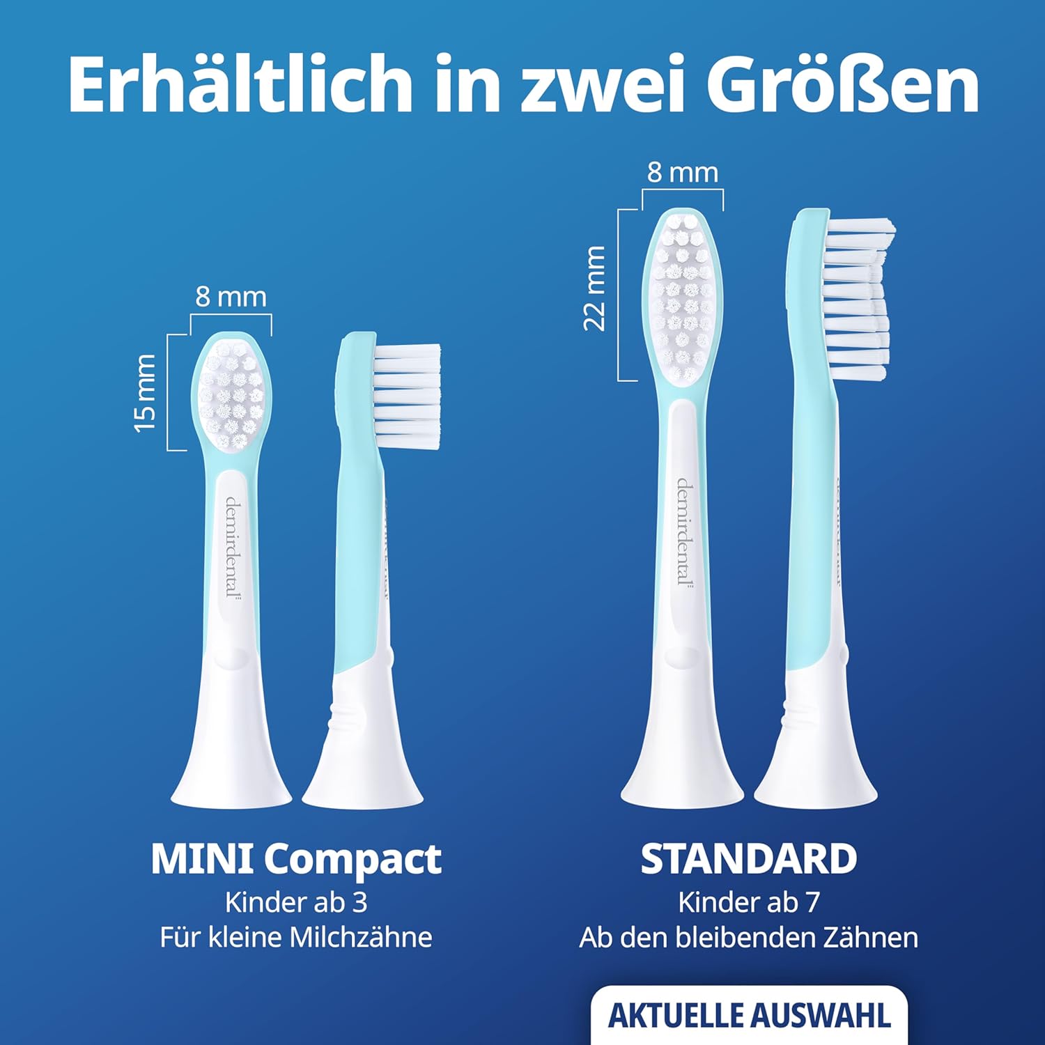 Testine di Ricambio per bambini per Philips Sonicare Kids | da 7 anni | Turchese | 3 pcs
