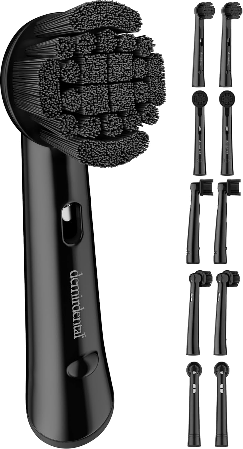 Medium Brosses à dents à charbon actif pour Oral B Têtes Rondes rotatives | Noir