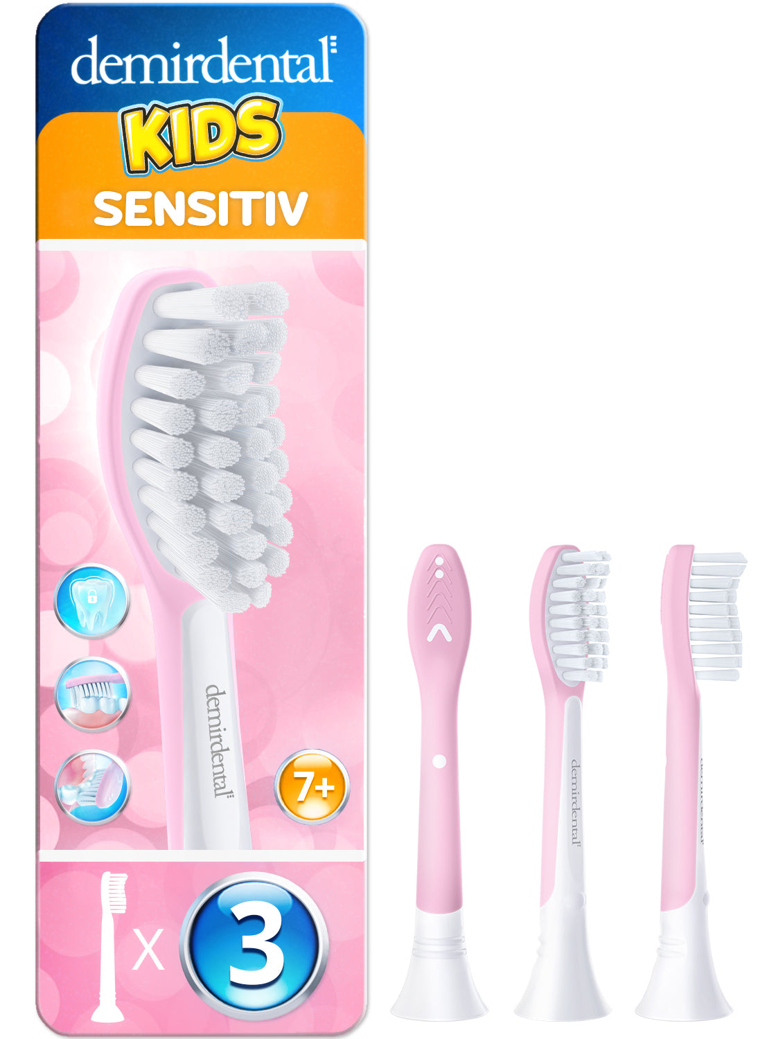 Testine di Ricambio per bambini per Philips Sonicare Kids | da 7 anni | Rosa | 3 pcs