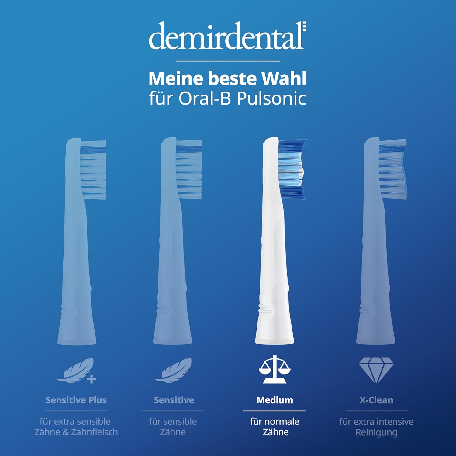 Medium Aufsteckbürsten für Oral-B Pulsonic & Oral B Pulsonic Slim | Luxe | Clean