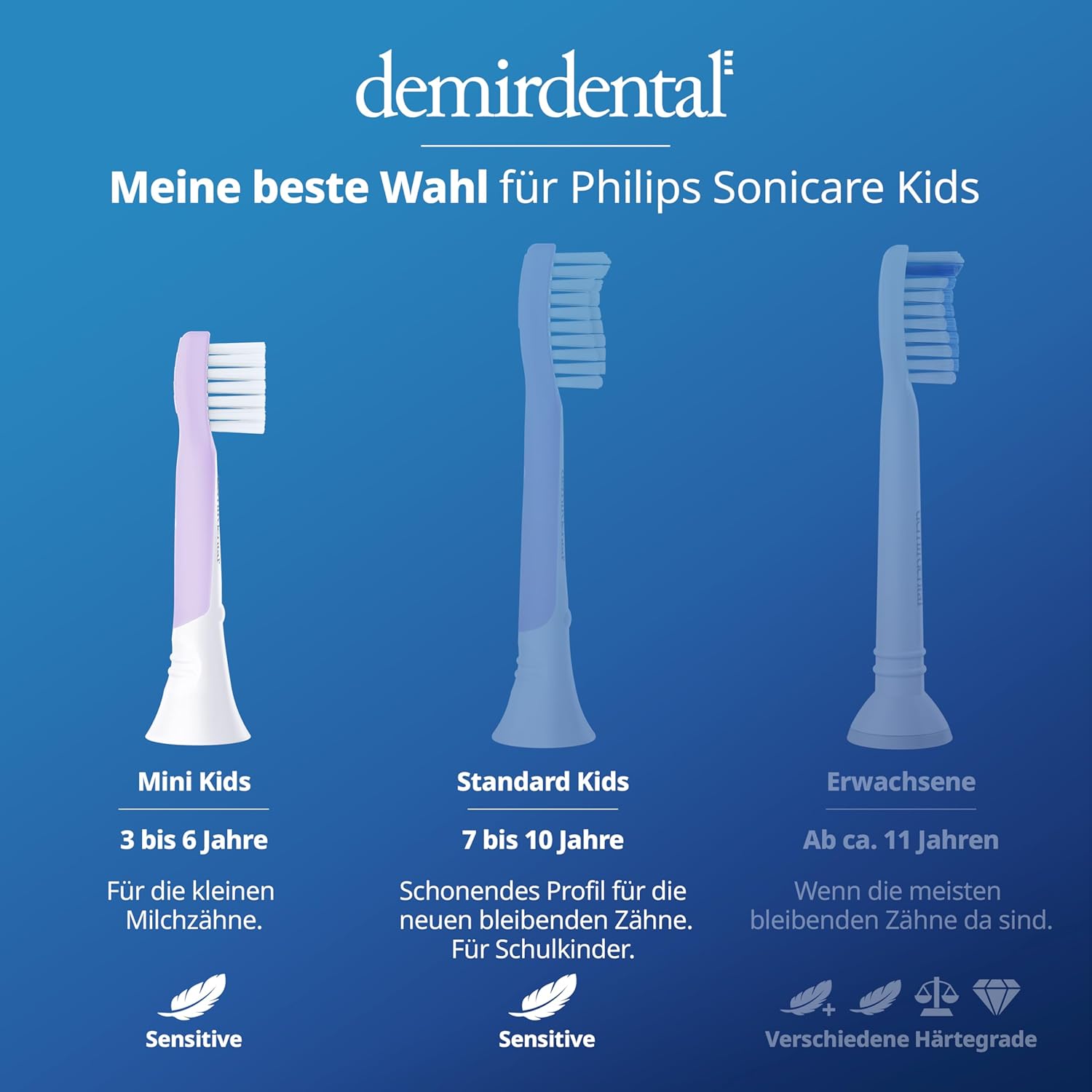 Kinder Aufsteckbürsten für Philips Sonicare Kids | ab 3 Jahren | Lilac | 3er Paket