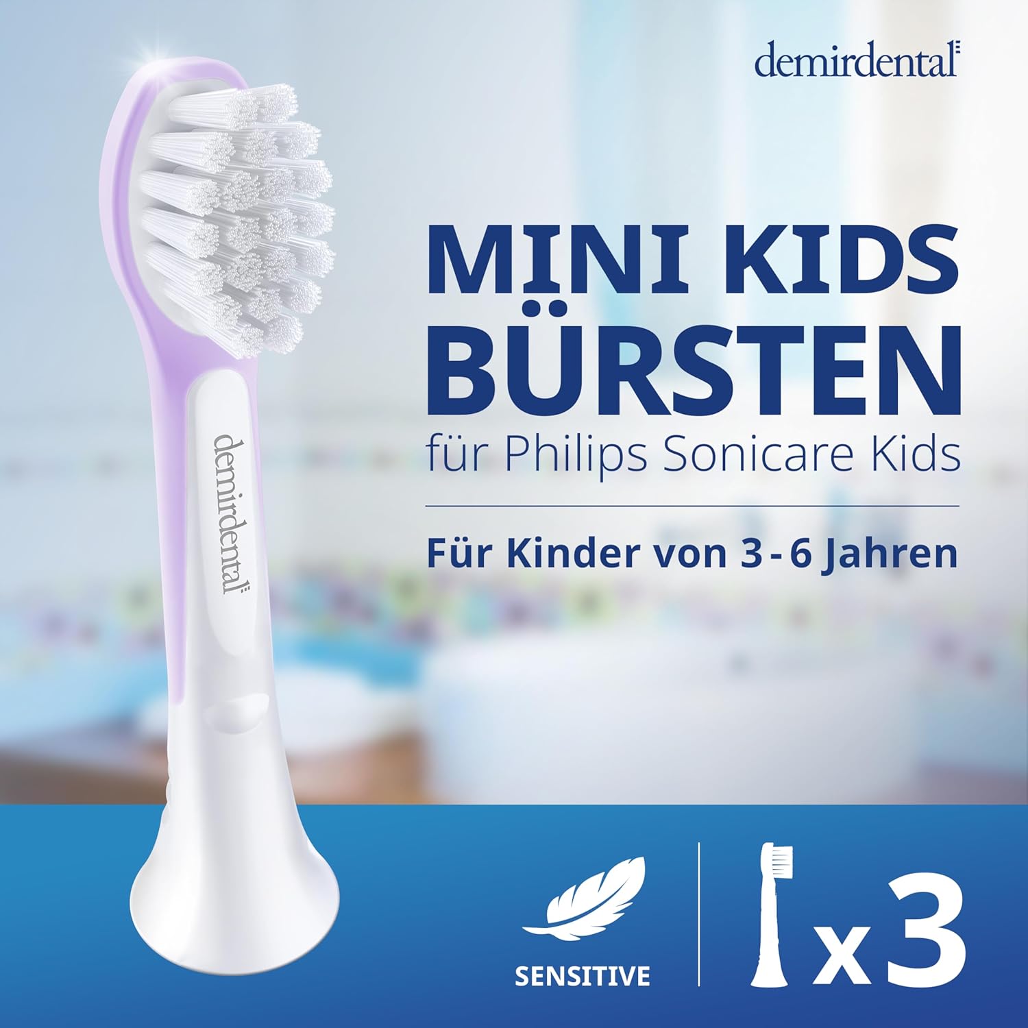 Kinder Aufsteckbürsten für Philips Sonicare Kids | ab 3 Jahren | Lilac | 3er Paket