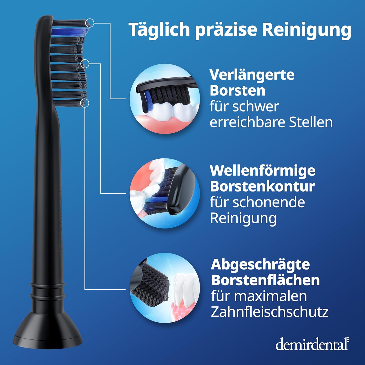 Testine di ricambio dure con Carbone Attivo per Philips Sonicare  | Nero