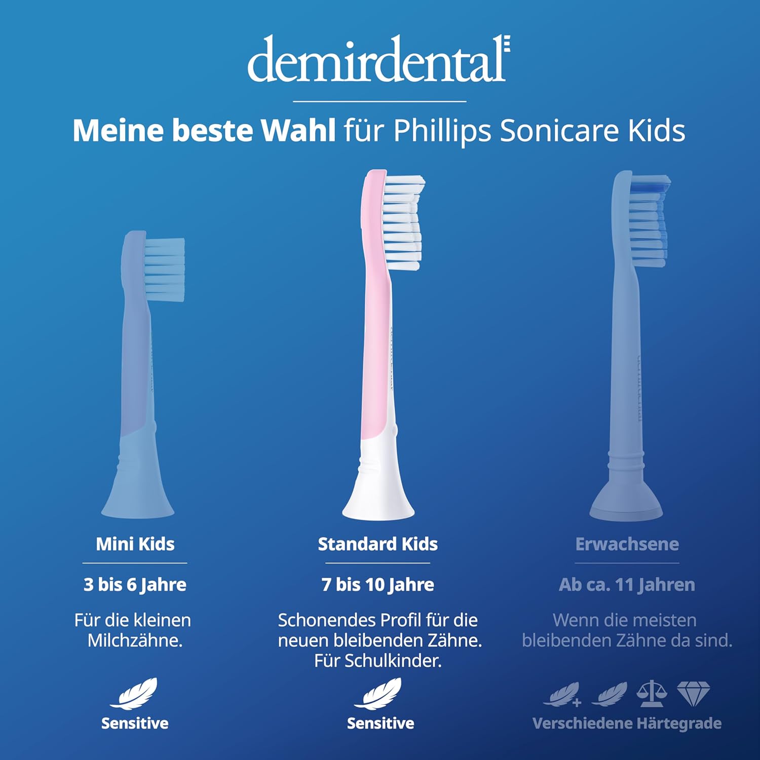 Testine di Ricambio per bambini per Philips Sonicare Kids | da 7 anni | Rosa | 3 pcs