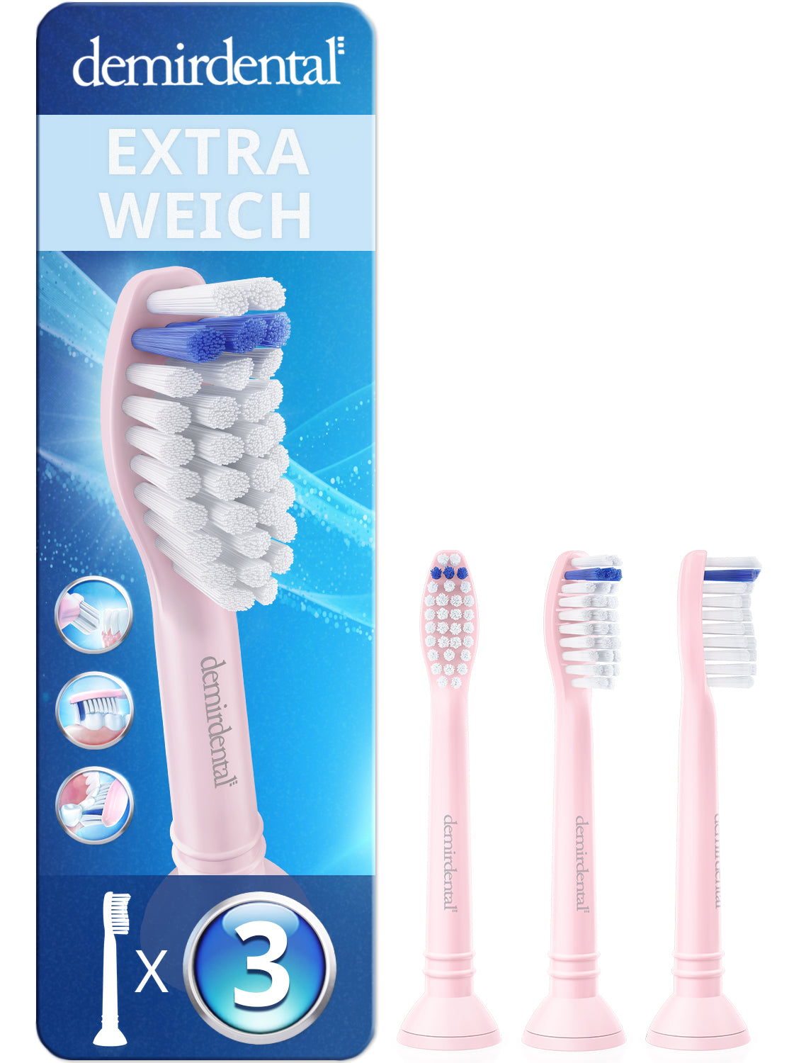 Extra Morbido | Testine di ricambio per Philips Sonicare | Rosa