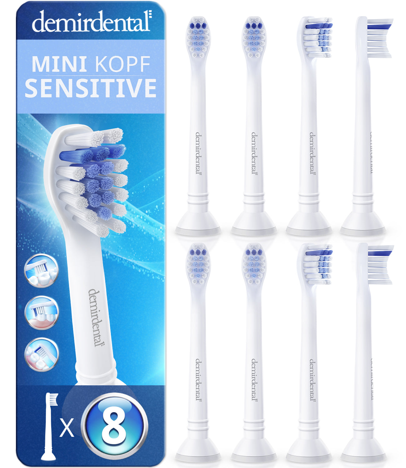 Mini Sensitive Aufsteckbürsten für Philips Sonicare | Weiß