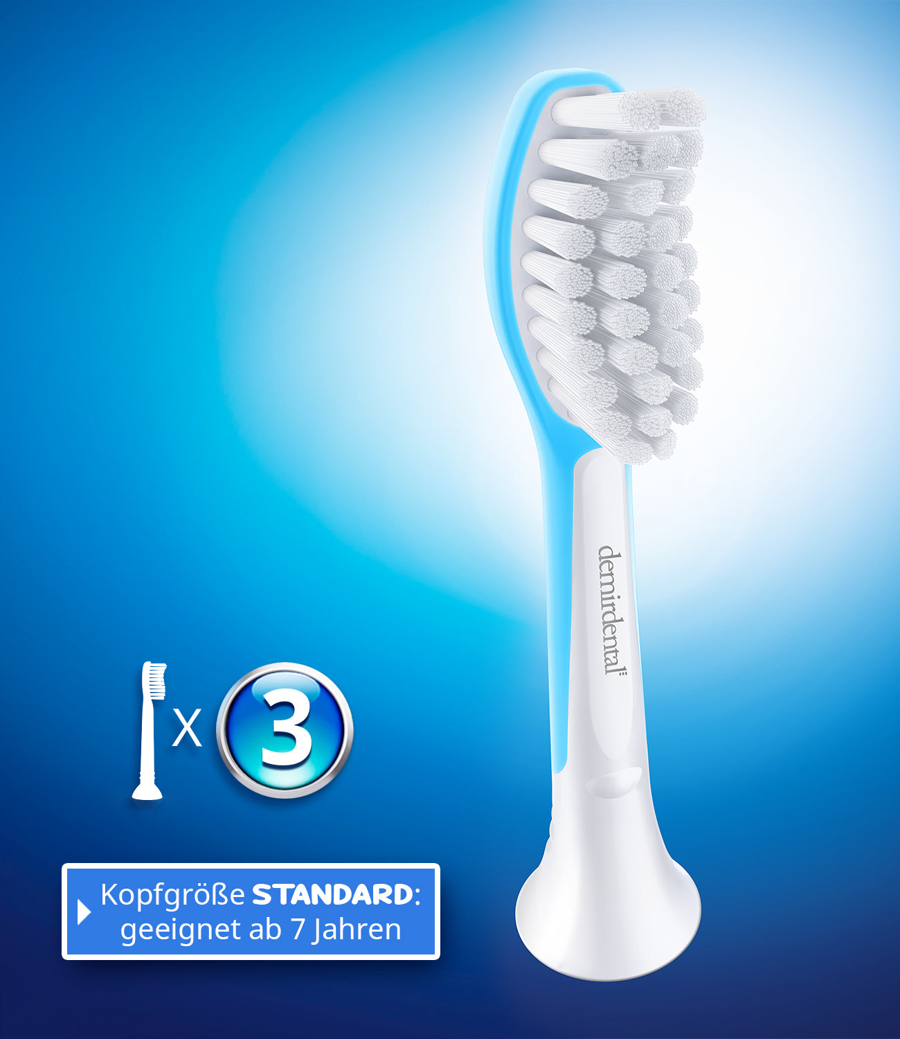 Kids | Têtes de brosse de rechange pour Philips Sonicare | 7 ans et + | Bleu clair | 3 Pack