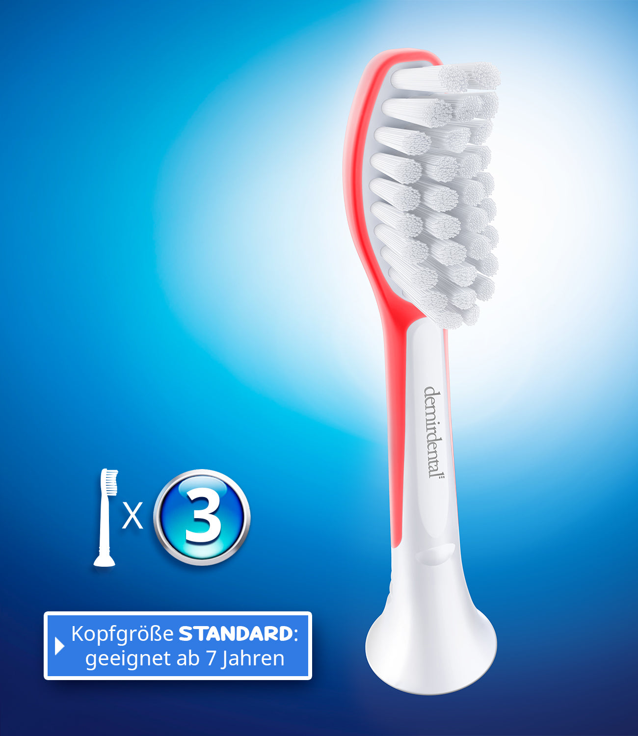 Testine di Ricambio per bambini per Philips Sonicare Kids | da 7 anni | Rosso | 3 pcs
