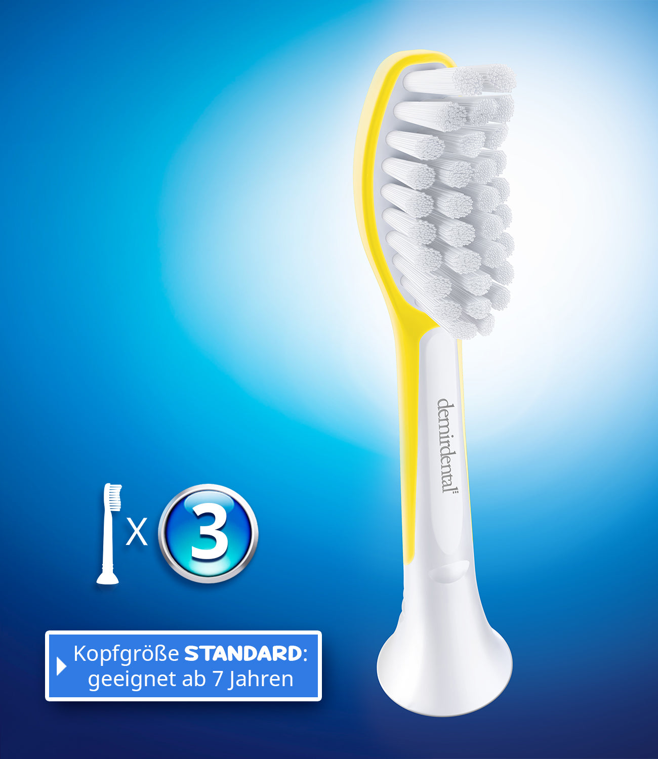 Kids | Têtes de brosse de rechange pour Philips Sonicare | 7 ans et + | Jaune | 3 Pack