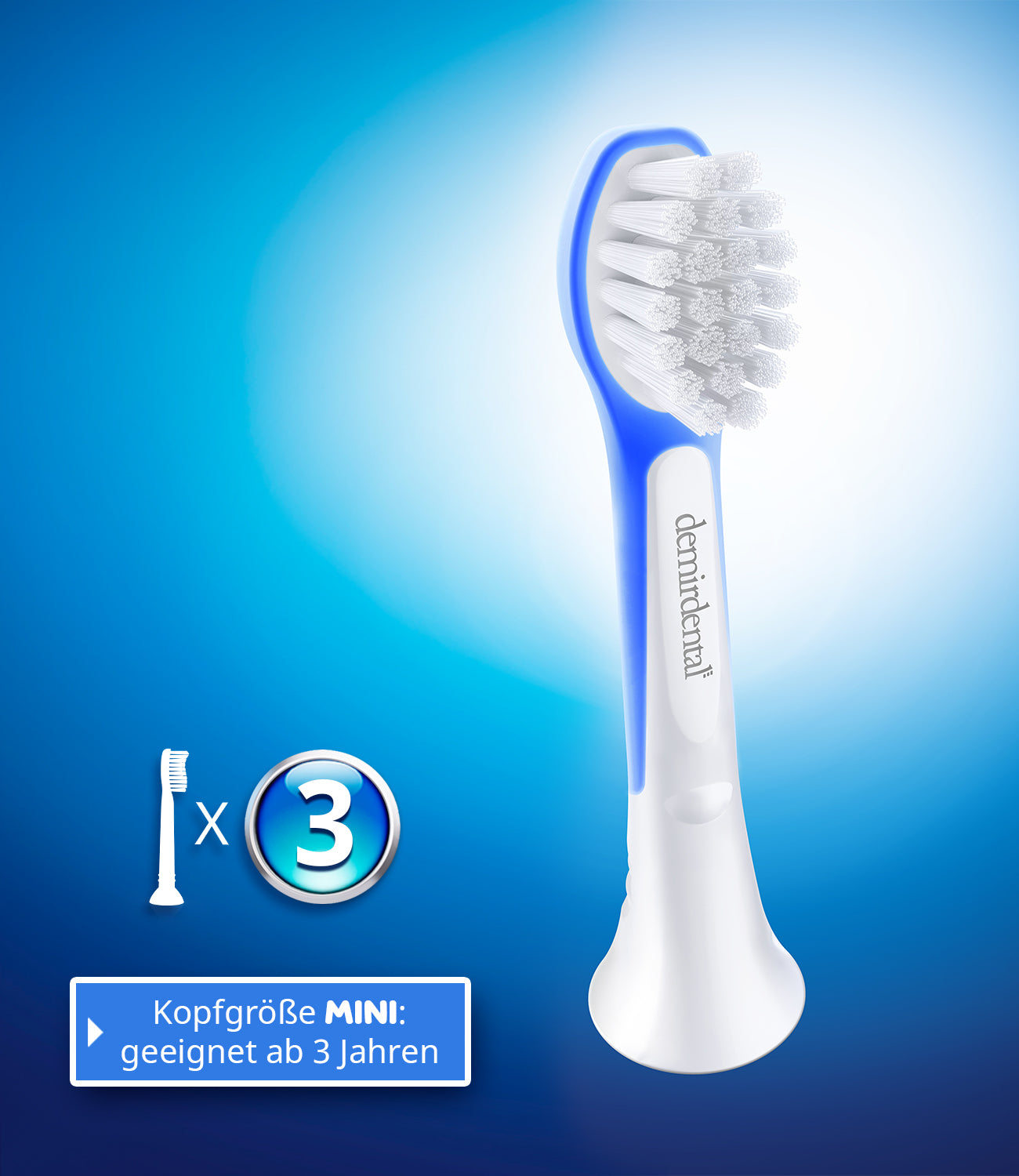 Kids | Têtes de brosse de rechange pour Philips Sonicare  | 3 ans et + | Bleu foncé | 3 Pack