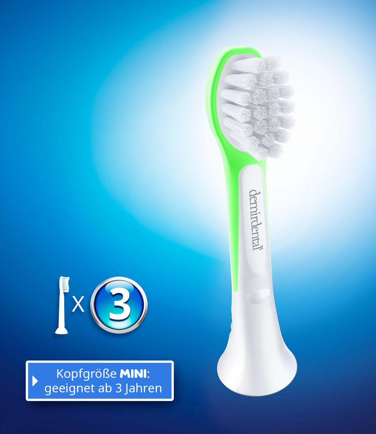 Kids | Têtes de brosse de rechange pour Philips Sonicare  | 3 ans et + | Vert | 3 Pack