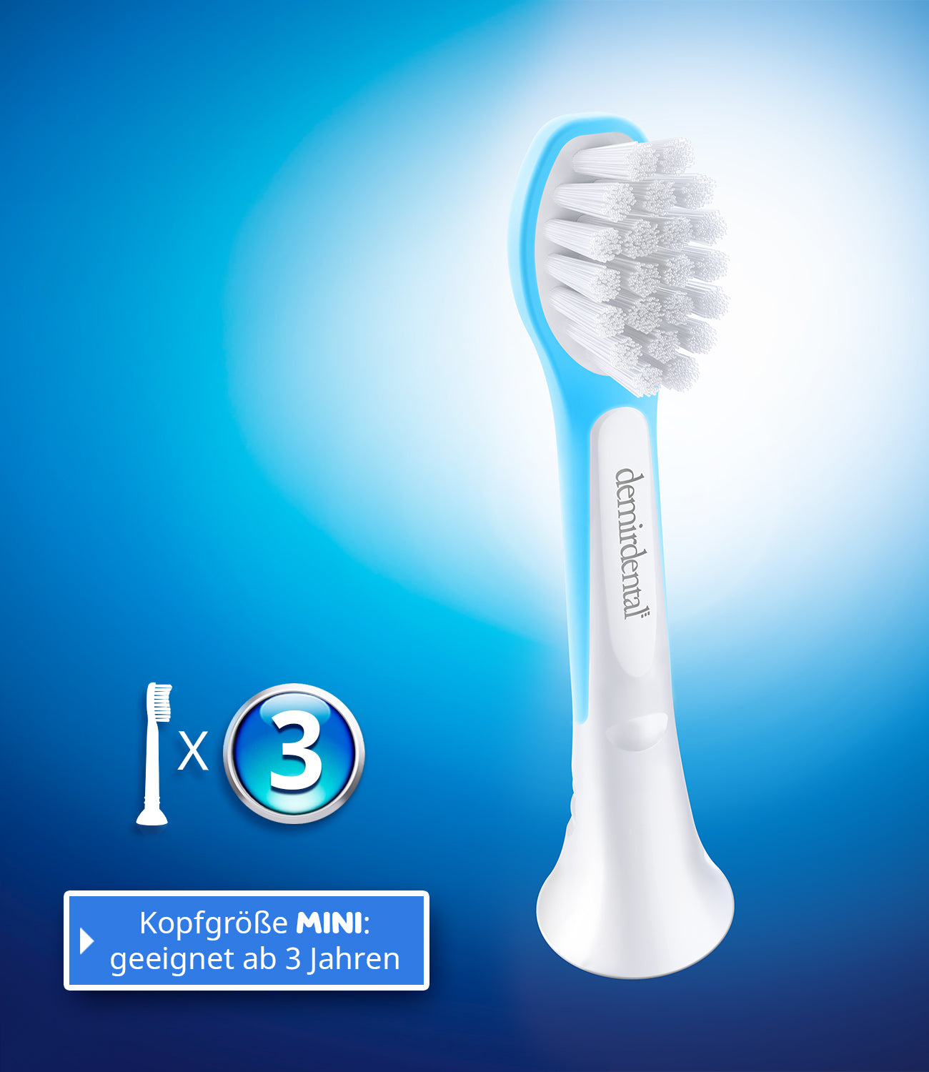 Testine di Ricambio per bambini per Philips Sonicare Kids | da 3 anni | Azzurro | 3 pcs