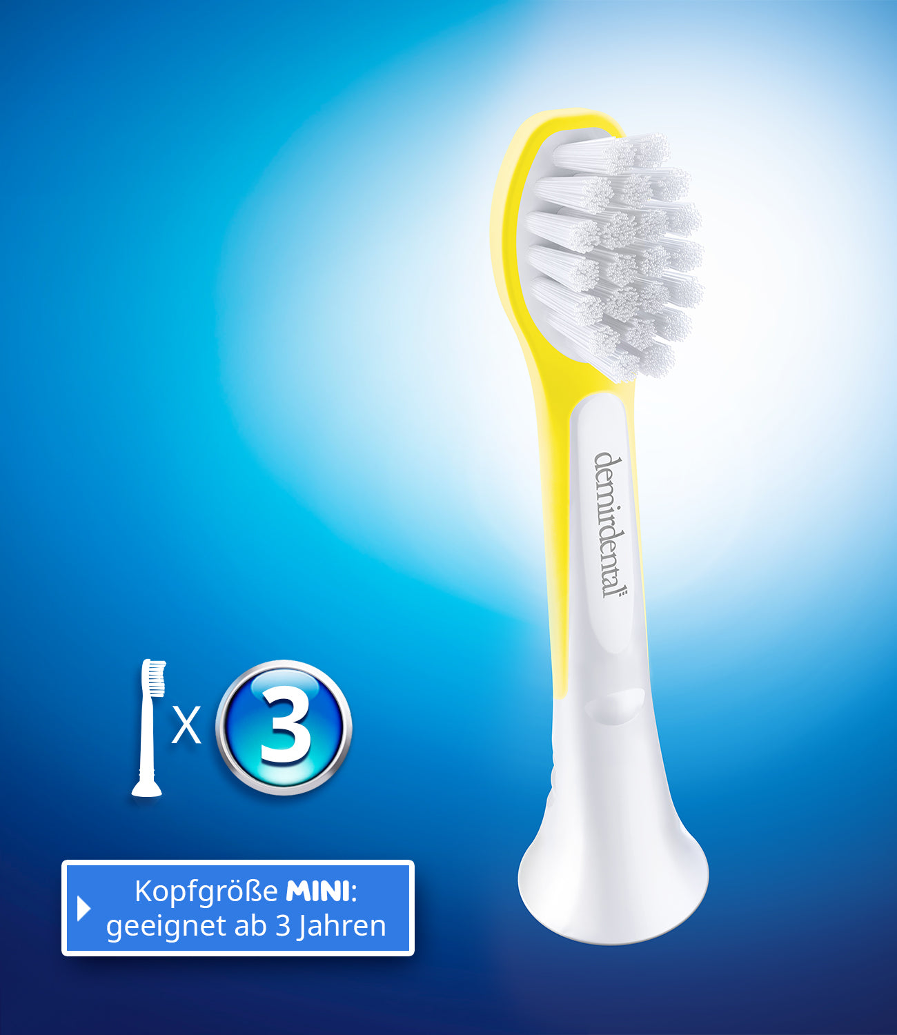 Testine di Ricambio per bambini per Philips Sonicare Kids | da 3 anni | Giallo | 3 pcs