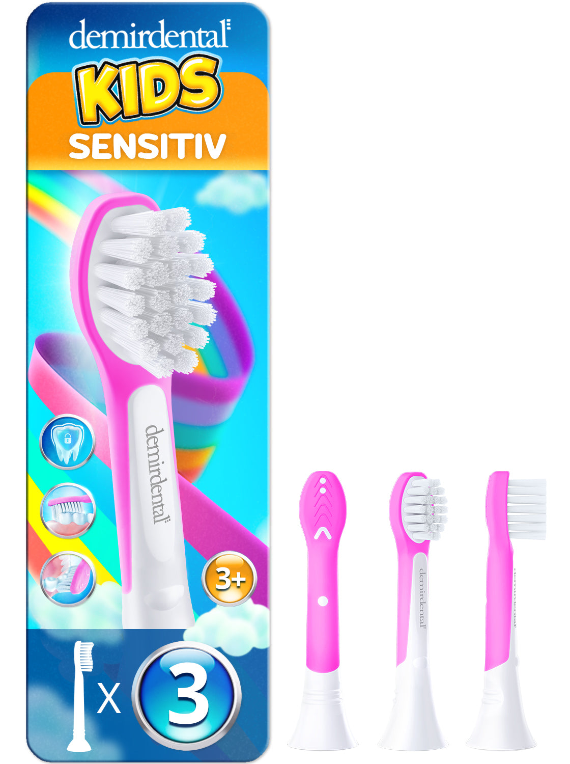 Kids | Têtes de brosse de rechange pour Philips Sonicare  | 3 ans et + | Magenta | 3 Pack