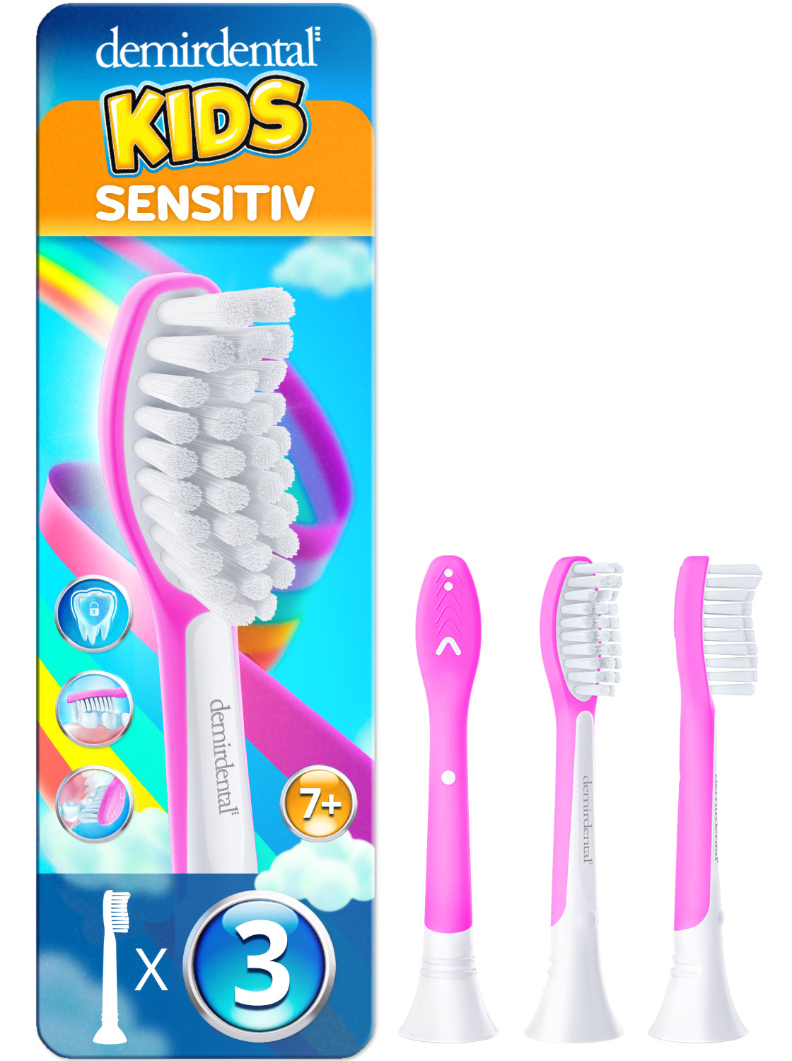 Kids | Têtes de brosse de rechange pour Philips Sonicare | 7 ans et + | Magenta | 3 Pack