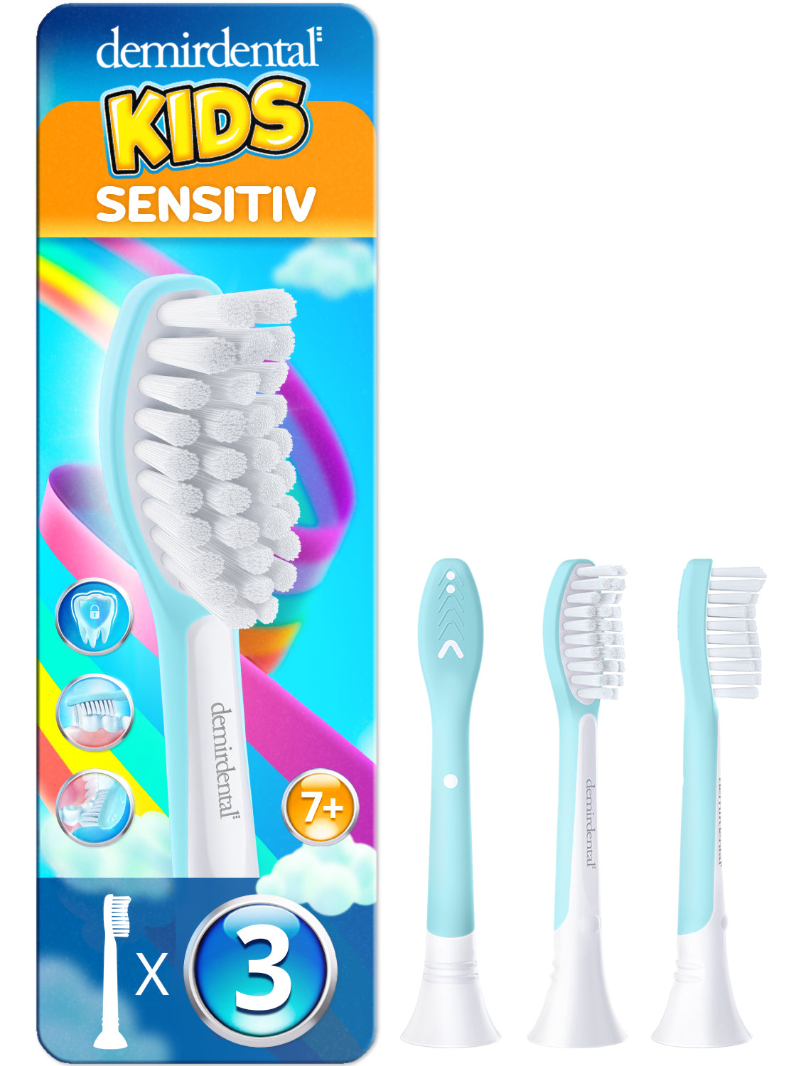 Testine di Ricambio per bambini per Philips Sonicare Kids | da 7 anni | Turchese | 3 pcs