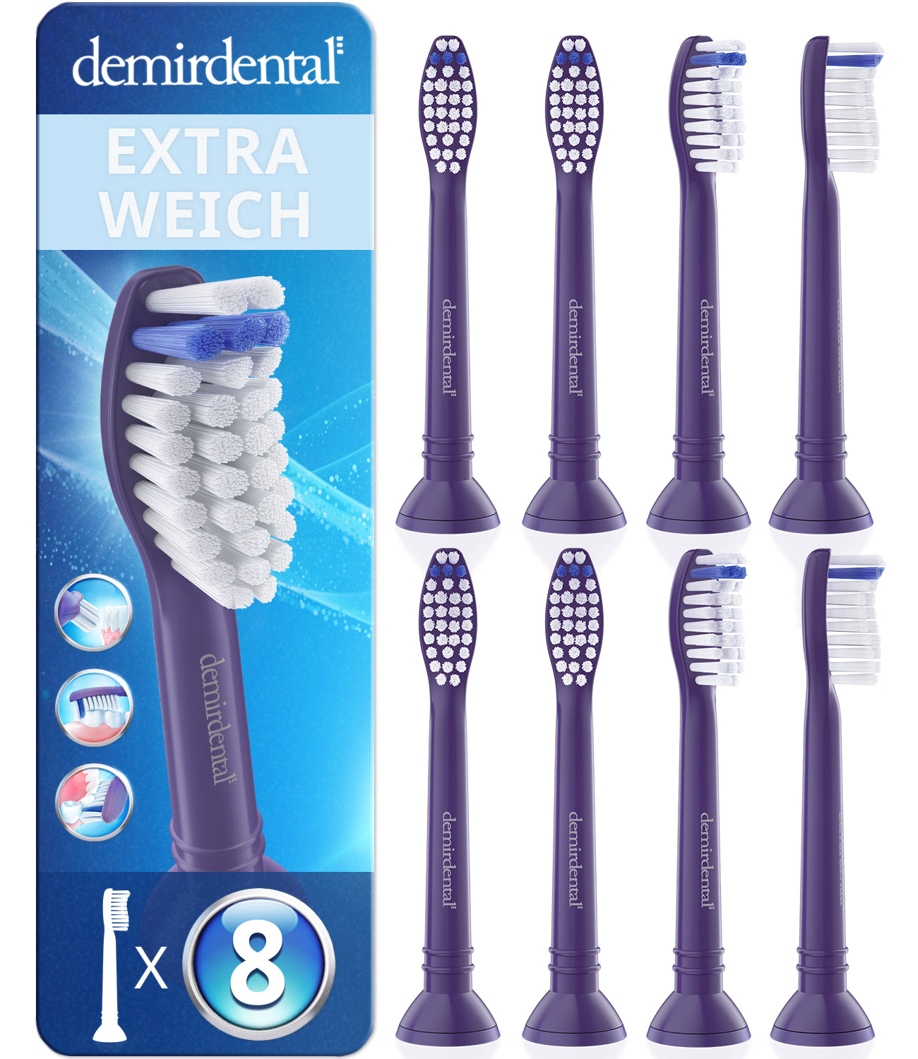 Extra doux | Têtes de brosse de rechange pour Philips Sonicare | Violet