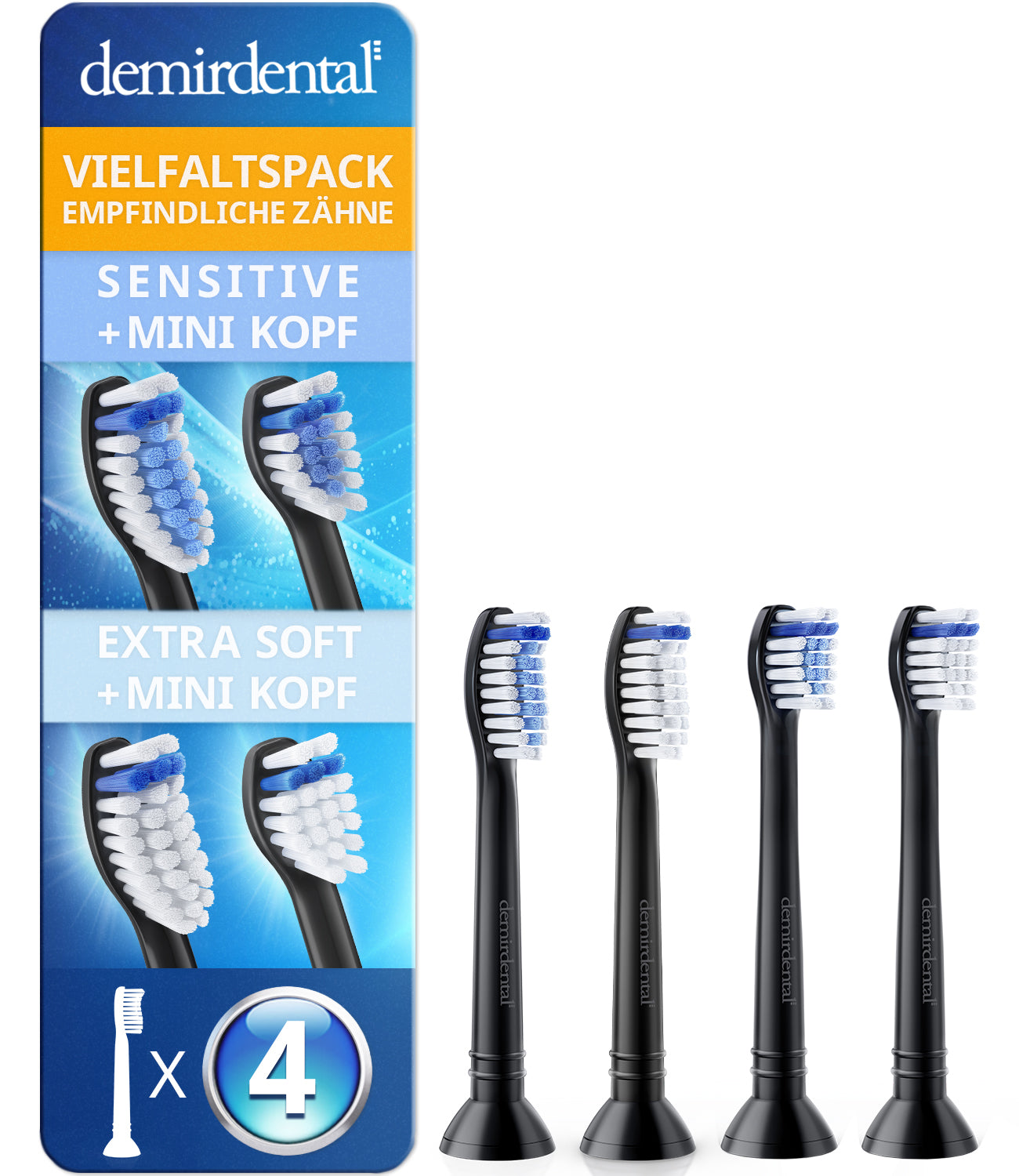 Mini brosses à dents Sensitive & Extra Soft pour Philips Sonicare | Noir