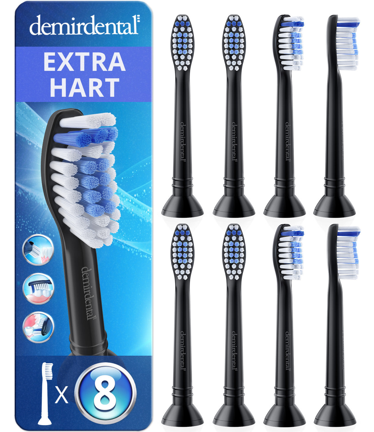 Dur X-Clean | Têtes de brosse de rechange pour Philips Sonicare  | Noir