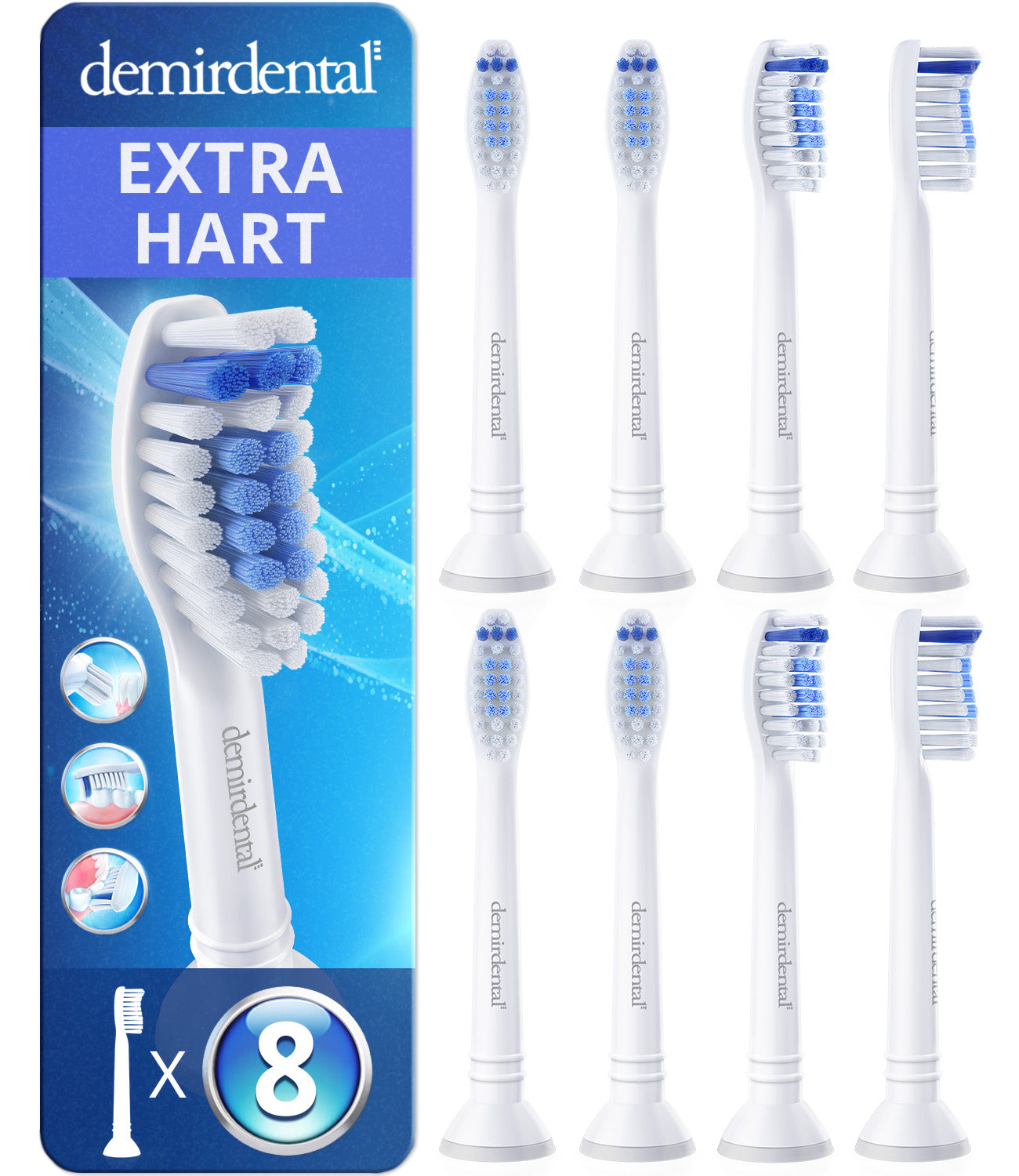 Dur X-Clean | Têtes de brosse de rechange pour Philips Sonicare | Blanc