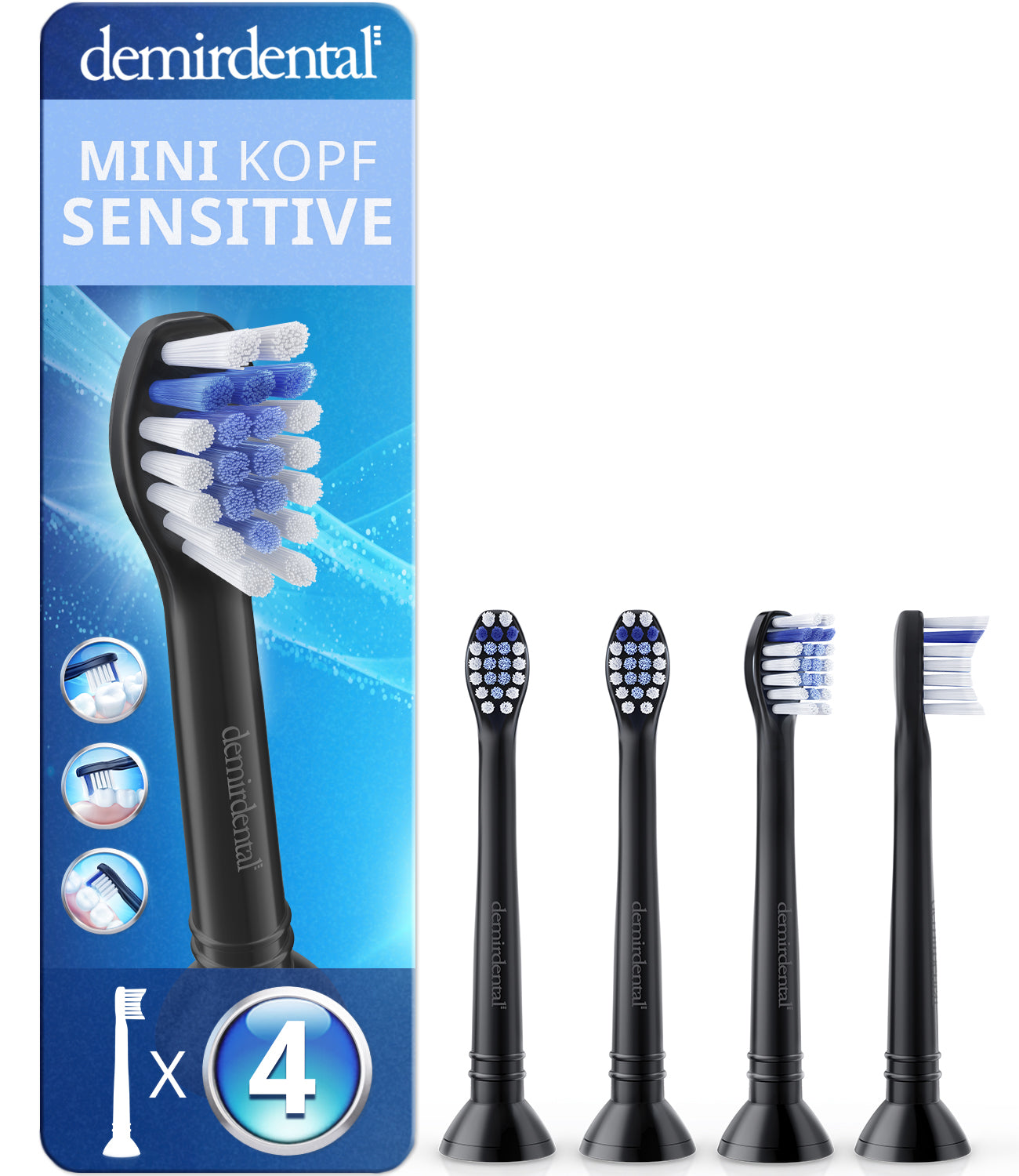 Mini Sensible | Têtes de brosse de rechange pour Philips Sonicare | Noir