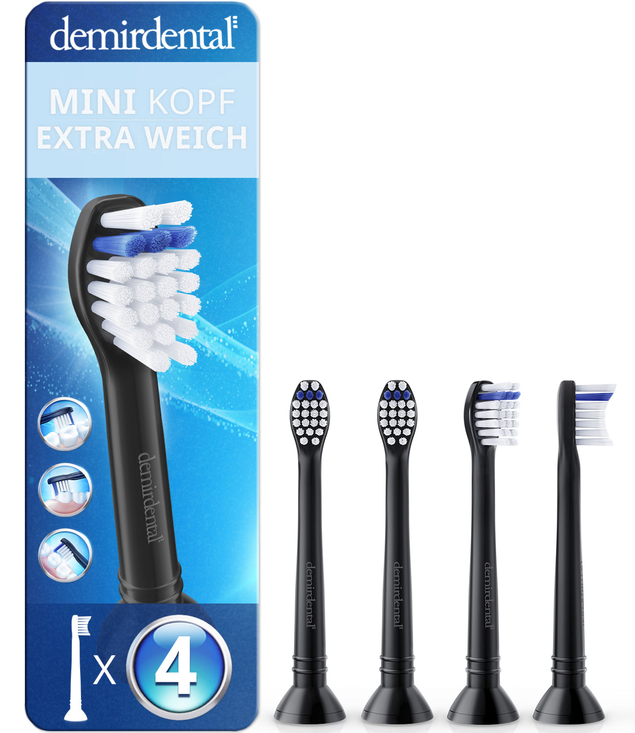 Mini Extra doux | Têtes de brosse de rechange pour Philips Sonicare | Noir