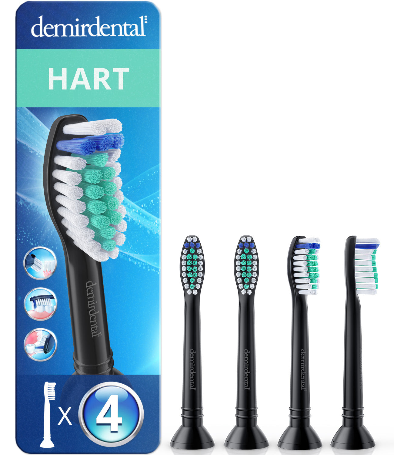 Testine di ricambio dure per Philips Sonicare | Nero