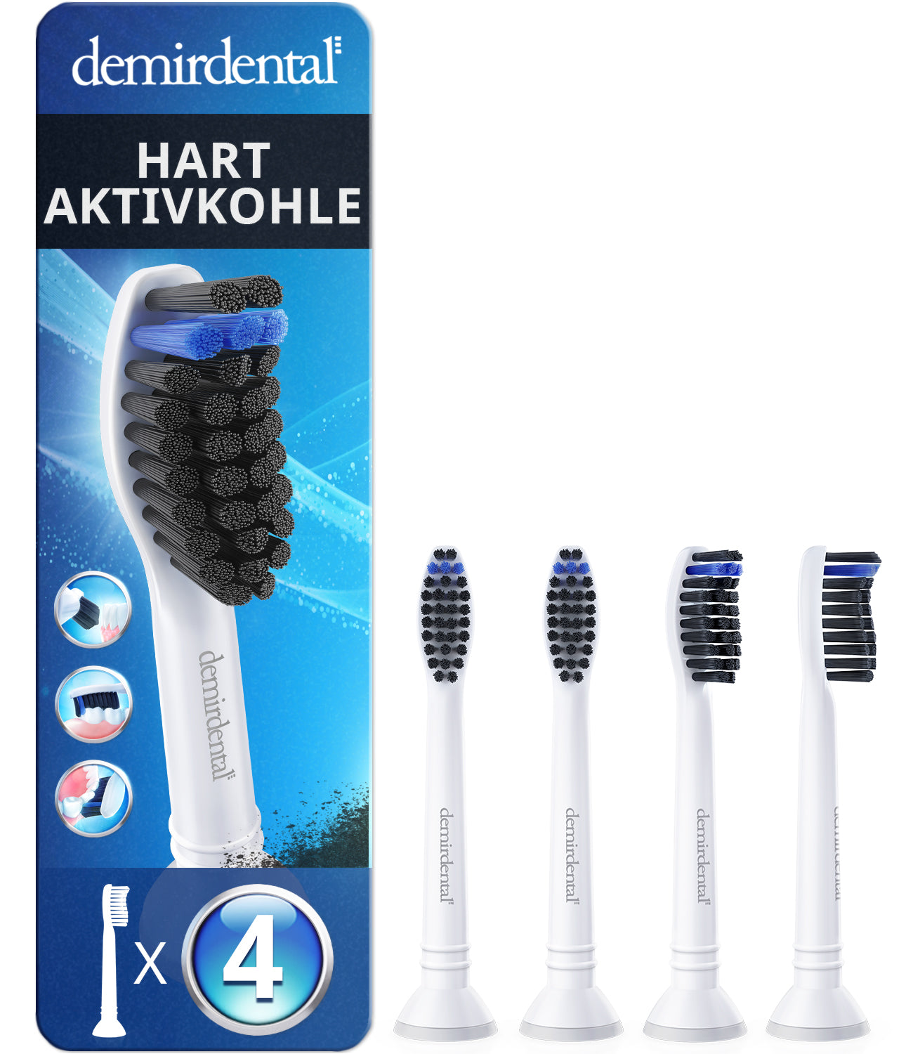 Dur avec charbon actif | Têtes de brosse de rechange pour Philips Sonicare | Blanc